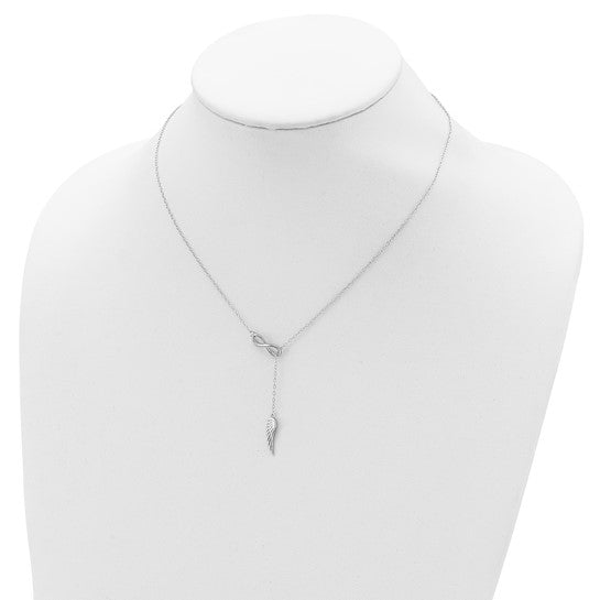 FYD - Sterling Silver RH-plated Open Infinity/Wing with 2in ext Necklace