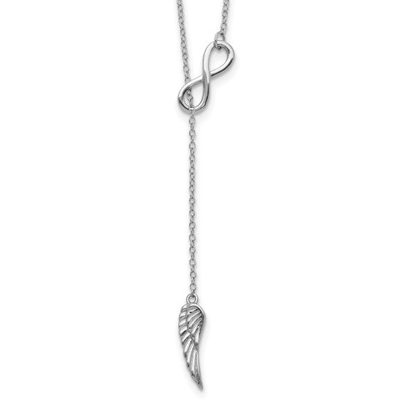 FYD - Sterling Silver RH-plated Open Infinity/Wing with 2in ext Necklace