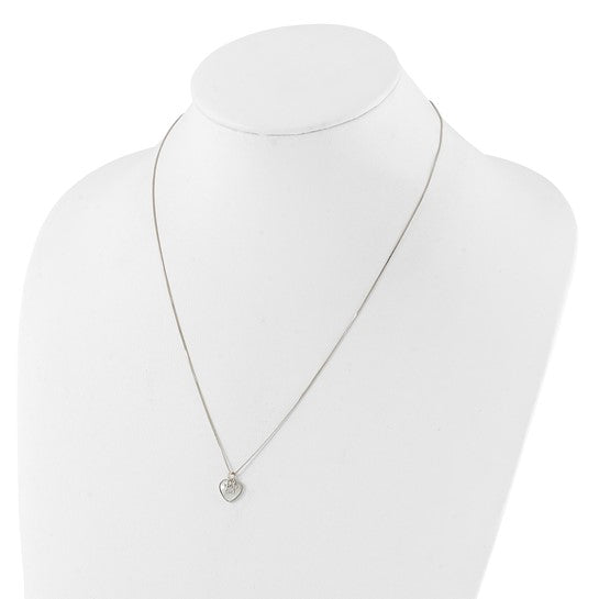 LS - Sterling Silver Rhod-plated MOP/CZ Paw with 18in with 2IN Ext Necklace, magnetic clasp