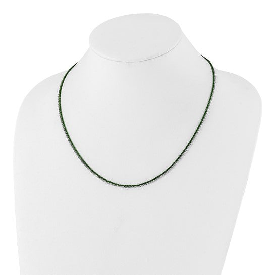 Sterling Silver Rhodium and Green-plated 2-Strand Adjustable Necklace 20in