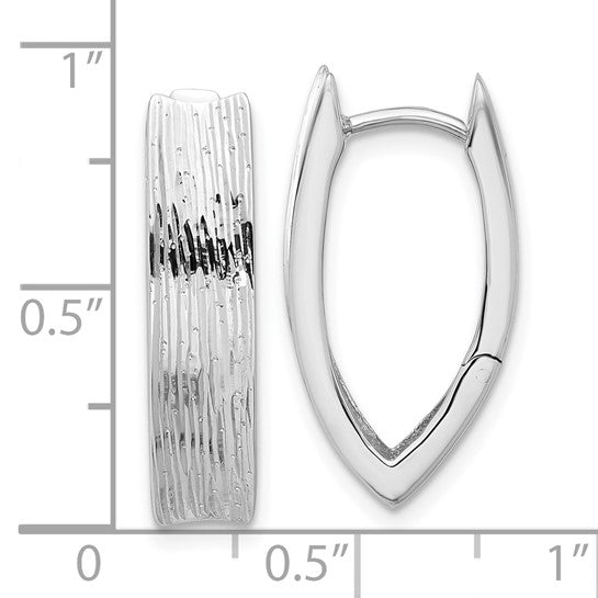 Sterling Silver Rhodium-plated and D/C Fancy Hinged Hoop Earrings