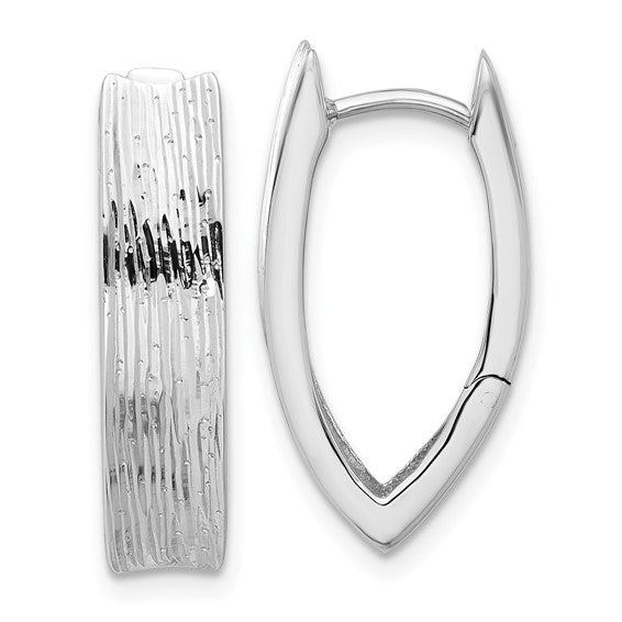 Sterling Silver Rhodium-plated and D/C Fancy Hinged Hoop Earrings