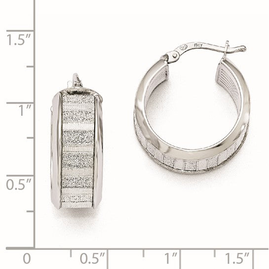 Leslie's Sterling Silver Polished Glimmer Infused Hoop Earrings 24mm