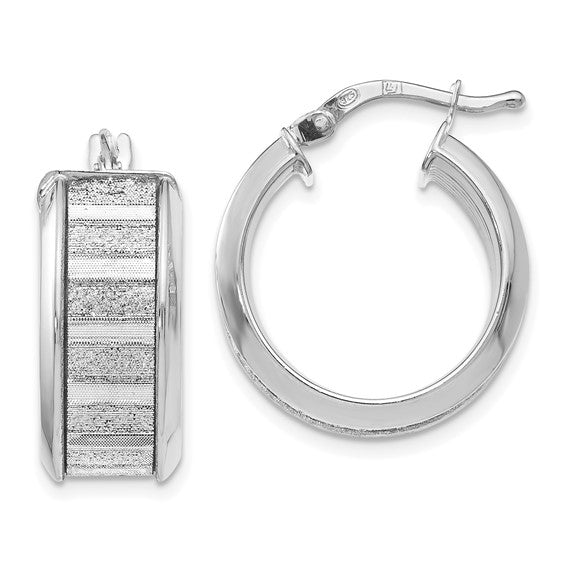 Leslie's Sterling Silver Polished Glimmer Infused Hoop Earrings 24mm