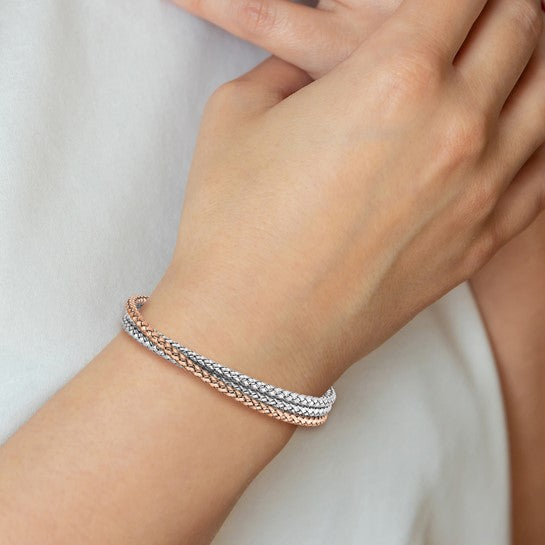 Sterling Silver and Rose Gold-plated Cuff