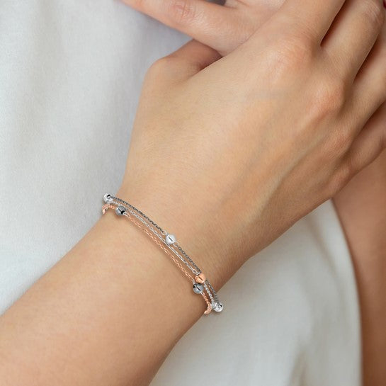 Leslie's Sterling Silver Ruthenium and Rose Gold-plated D/C Bracelet