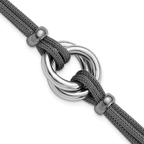 Leslie's SS Ruthenium-plated Polished Mesh with 1in ext Bracelet