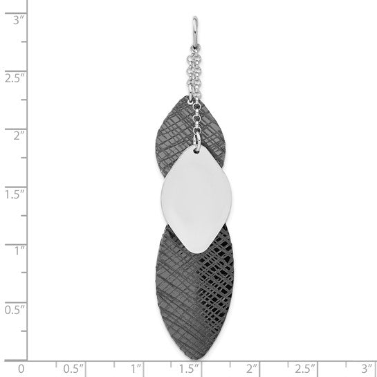 Sterling Silver Ruthenium-plated Polished and Textured Pendant