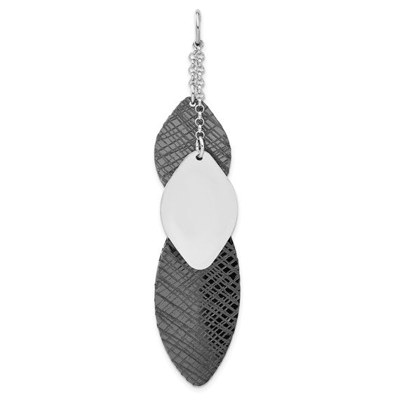 Sterling Silver Ruthenium-plated Polished and Textured Pendant