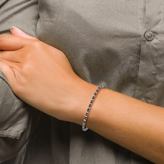 Sterling Silver Ruthenium-plated D/C Adjustable Bracelet