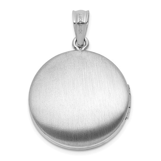 Sterling Silver Rh-plated Diamond 20mm Mom Moon/Stars Round Locket (Pendant only)