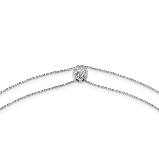 Sterling Silver Rhodium-plated CZ Adjustable 24 or 30 inch chain