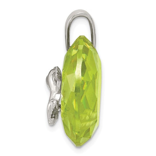 DS - Sterling Silver Rhodium-plated Green CZ Frog Pendant