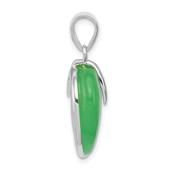 FYD - Sterling Silver Green Jade Heart Necklace