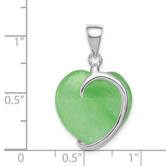 FYD - Sterling Silver Green Jade Heart Necklace