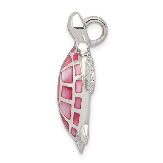 Sterling Silver Pink Mother of Pearl Turtle Slide (Pendant only)