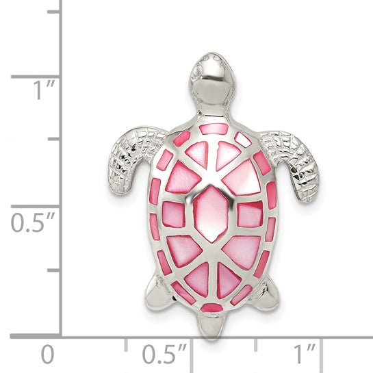 Sterling Silver Pink Mother of Pearl Turtle Slide (Pendant only)