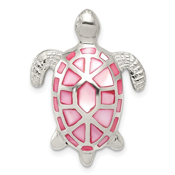 Sterling Silver Pink Mother of Pearl Turtle Slide (Pendant only)