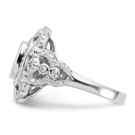 Sterling Silver Rhodium-plated Clear and AB CZ Ring