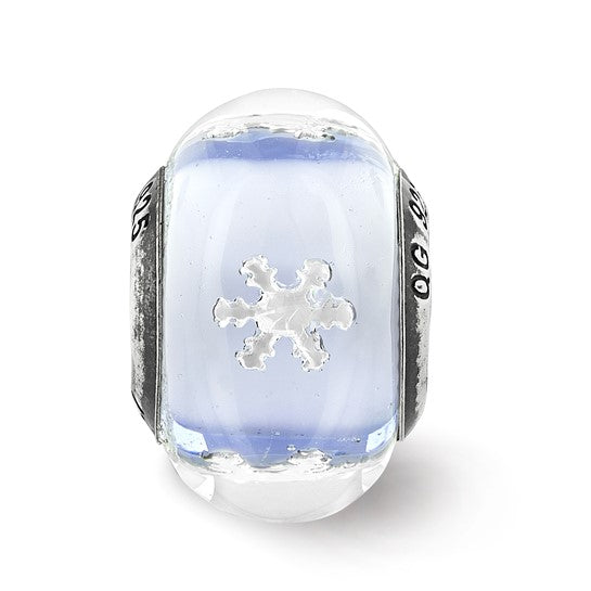 Sterling Silver Reflections Snowflake Blue Italian Glass Bead