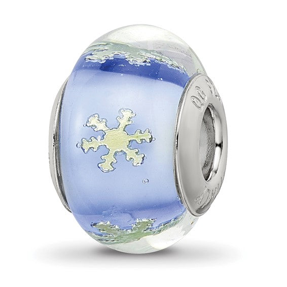 Sterling Silver Reflections Snowflake Blue Italian Glass Bead