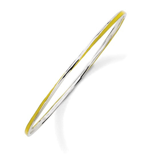 DS - Sterling Silver Stackable Expressions Twisted Yellow Enamel Bangle