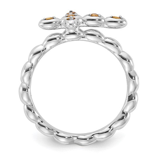 Sterling Silver Stackable Expressions Citrine Cross Ring