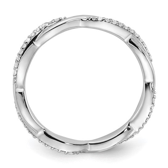 LS - Sterling Silver Stackable Expressions Polished Genuine Diamond Ring