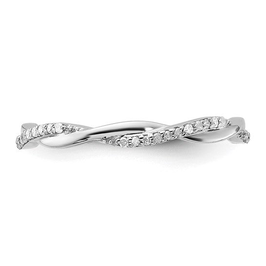 LS - Sterling Silver Stackable Expressions Polished Genuine Diamond Ring