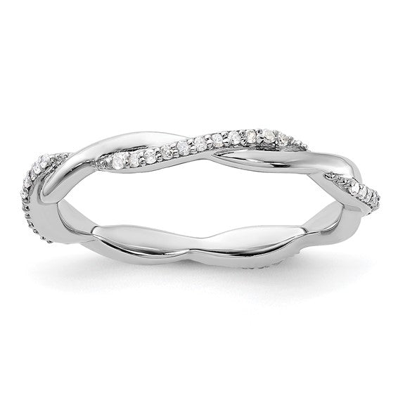 LS - Sterling Silver Stackable Expressions Polished Genuine Diamond Ring