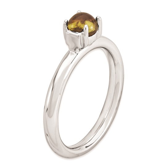 DS - Sterling Silver Stackable Expressions Genuine Citrine Rhodium-plated Ring