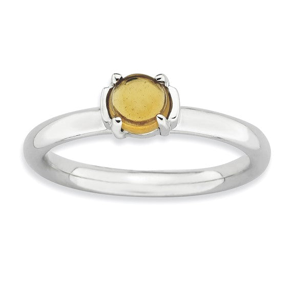 DS - Sterling Silver Stackable Expressions Genuine Citrine Rhodium-plated Ring