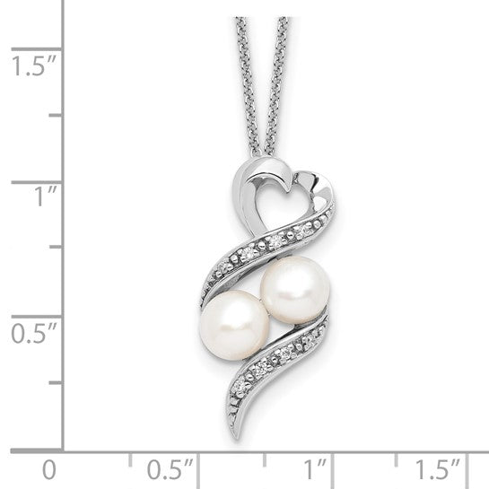 Sterling Silver Rhodium-plated FWC Pearl and CZ 18in Necklace