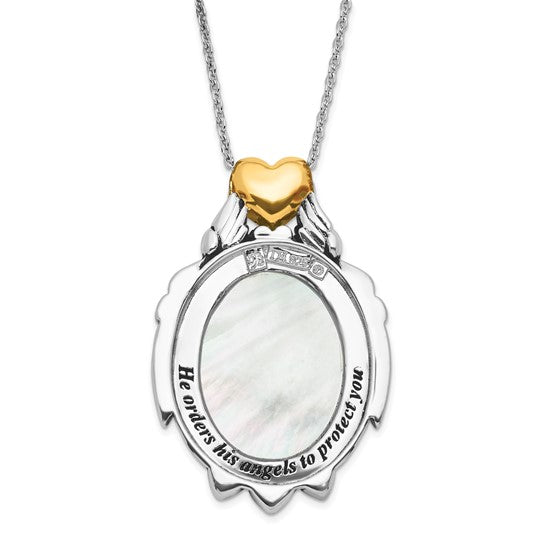 FYD - Sterling Silver and Gold-plated Polished and Antiqued My Special Angels Mother of Pearl Necklace