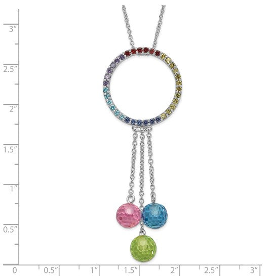 Sentimental Expressions Sterling Silver Polished Multicolor CZ Color Me Happy Necklace