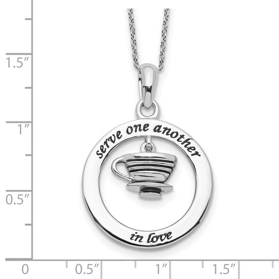 Sentimental Expressions Sterling Silver Rhodium-plated Antiqued Serve One Another 18in Necklace