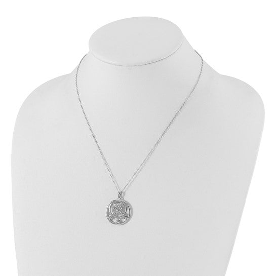 Sterling Silver CZ Stars and Heart Circle Dream Come True Necklace