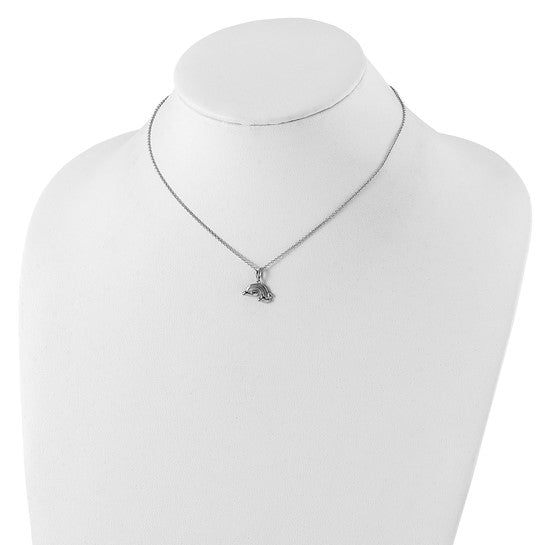 Sentimental Expressions Sterling Silver Rhodium-plated CZ Paint Rainbows 14in. Necklace with 2in. ext