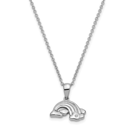 Sentimental Expressions Sterling Silver Rhodium-plated CZ Paint Rainbows 14in. Necklace with 2in. ext