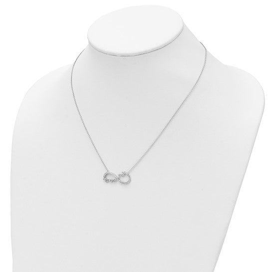 Sterling Silver Rhodium-plated CZ My Mother My Friend 18in Necklace