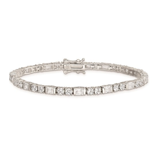 DS - Sterling Silver Rhodium-plated CZ Tennis Bracelet 7in