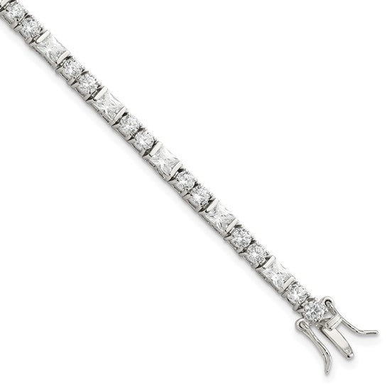 DS - Sterling Silver Rhodium-plated CZ Tennis Bracelet 7in