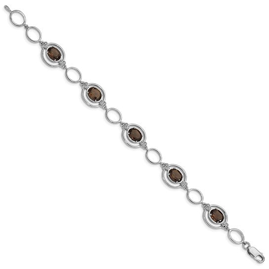 Sterling Silver Smoky Quartz Bracelet 7.5in