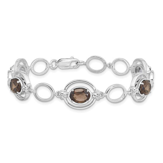 Sterling Silver Smoky Quartz Bracelet 7.5in