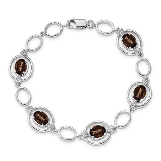 Sterling Silver Smoky Quartz Bracelet 7.5in