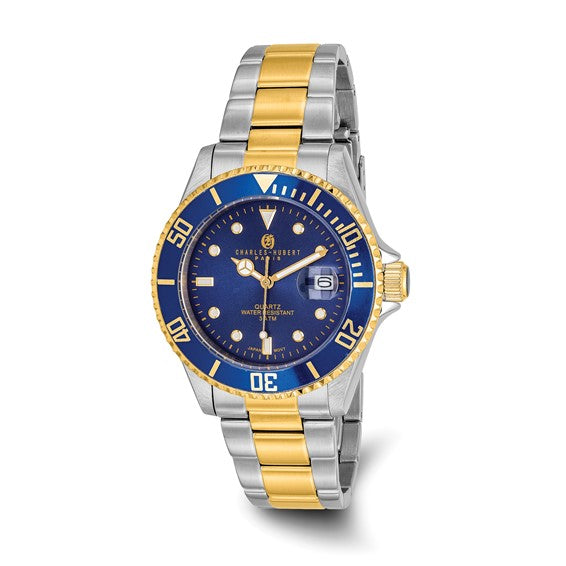 Mens Charles Hubert Two-tone Stainless Steel Blue Dial Watch