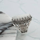 Filigree Art Mother of Pearl Gemstone Women Sterling Silver Long Statement Ring: 9