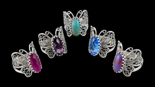 Filigree Gemstone Butterfly Ring .925