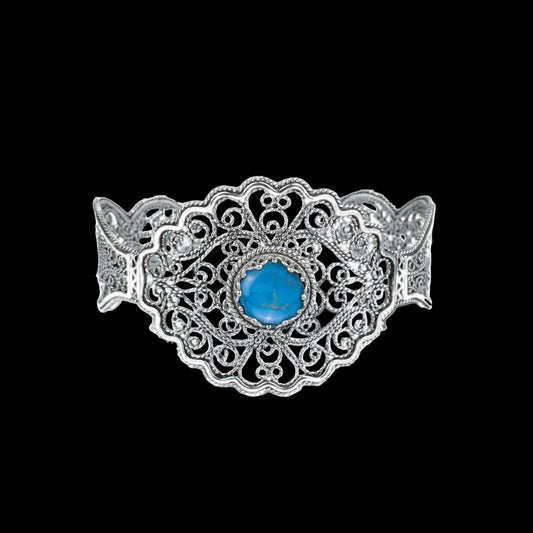 Sterling Silver Cuff Bracelet: Teal Turquoise