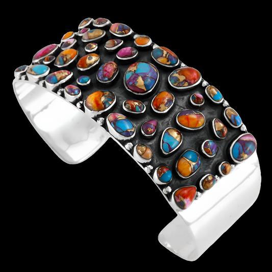 Big Rainbow Spiny Turquoise Cuff